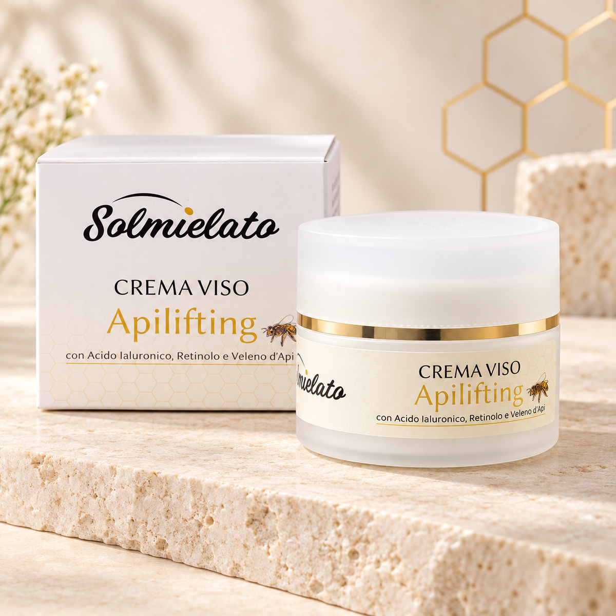Crema viso Apilifting Solmielato con acido ialuronico, retinolo e veleno d'api
