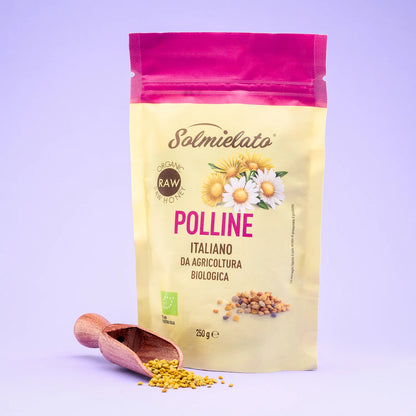 busta da 250g di polline italiano biologico solmielato